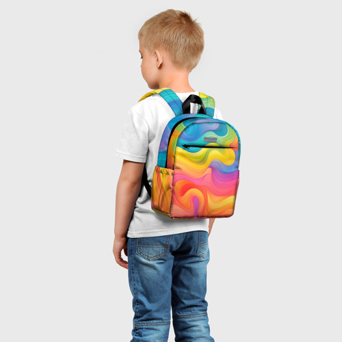 Детский рюкзак 3D с принтом Красочные разливы, фото на моделе #1