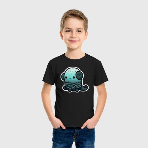 Детская футболка хлопок с принтом Кавайный осьминог, фото на моделе #1