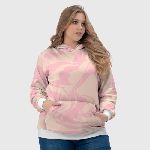 Женская толстовка 3D Кремовый розовый абстракт, цвет 3D печать - фото 6