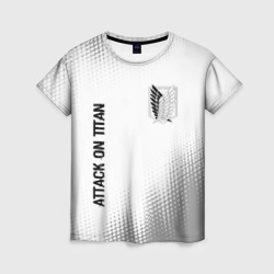 Attack on Titan glitch на светлом фоне: надпись, символ – Женская футболка 3D с принтом купить со скидкой в -25%
