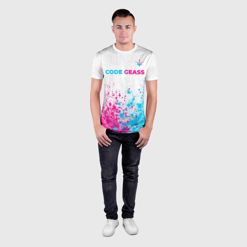 Мужская футболка 3D Slim с принтом Code Geass neon gradient style: символ сверху, вид сбоку #3