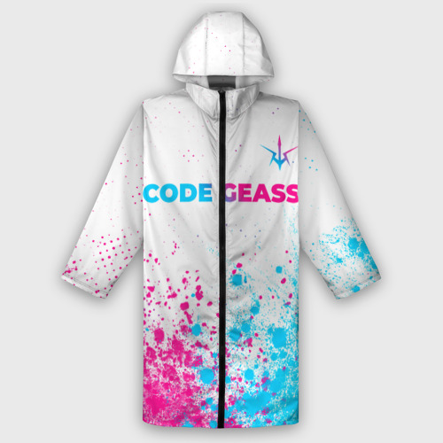 Мужской дождевик 3D Code Geass neon gradient style: символ сверху, цвет белый