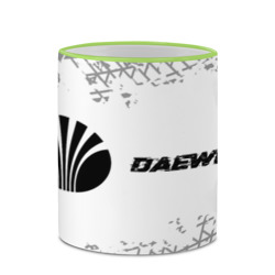 Кружка с полной запечаткой Daewoo Speed на светлом фоне со следами шин: надпись и символ - фото 2