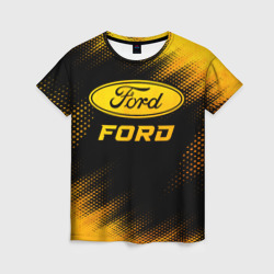 Женская футболка 3D Ford - gold gradient