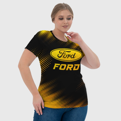 Женская футболка 3D Ford - gold gradient, цвет 3D печать - фото 6