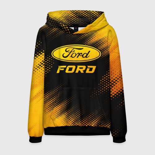 Мужская толстовка 3D Ford - gold gradient, цвет черный