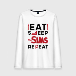 Мужской лонгслив хлопок Надпись: eat sleep The Sims repeat