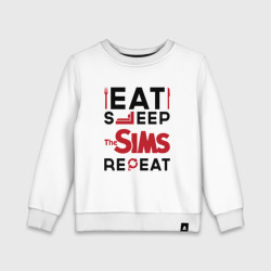 Детский свитшот хлопок Надпись: eat sleep The Sims repeat