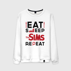 Мужской свитшот хлопок Надпись: eat sleep The Sims repeat