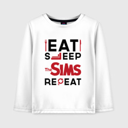 Детский лонгслив хлопок Надпись: eat sleep The Sims repeat