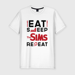 Мужская футболка хлопок Slim Надпись: eat sleep The Sims repeat