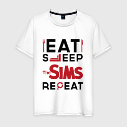 Мужская футболка хлопок Надпись: eat sleep The Sims repeat