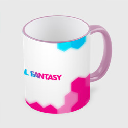 Кружка с полной запечаткой Final Fantasy neon gradient style: надпись и символ