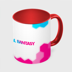 Кружка с полной запечаткой Final Fantasy neon gradient style: надпись и символ