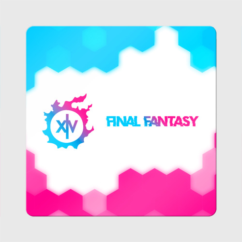 Магнит виниловый Квадрат Final Fantasy neon gradient style: надпись и символ