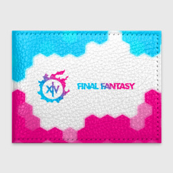 Обложка для студенческого билета Final Fantasy neon gradient style: надпись и символ