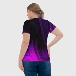 Футболка с принтом Foo Fighters violet plasma для женщины, вид на модели сзади №3. Цвет основы: белый