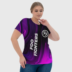 Футболка с принтом Foo Fighters violet plasma для женщины, вид на модели спереди №4. Цвет основы: белый