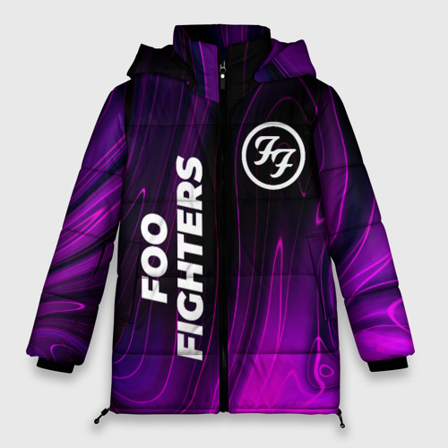 Женская зимняя куртка Oversize Foo Fighters violet plasma, цвет черный