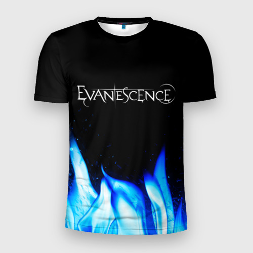 Мужская футболка 3D Slim Evanescence blue fire, цвет 3D печать