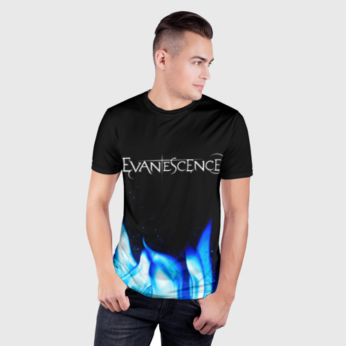 Мужская футболка 3D Slim Evanescence blue fire, цвет 3D печать - фото 3