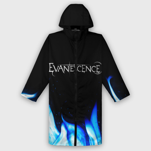 Мужской дождевик 3D Evanescence blue fire, цвет белый