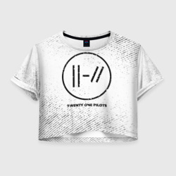 Женская футболка Crop-top 3D Twenty One Pilots с потертостями на светлом фоне