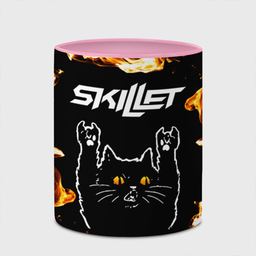 Кружка с полной запечаткой с принтом Skillet рок кот и огонь, фото #4