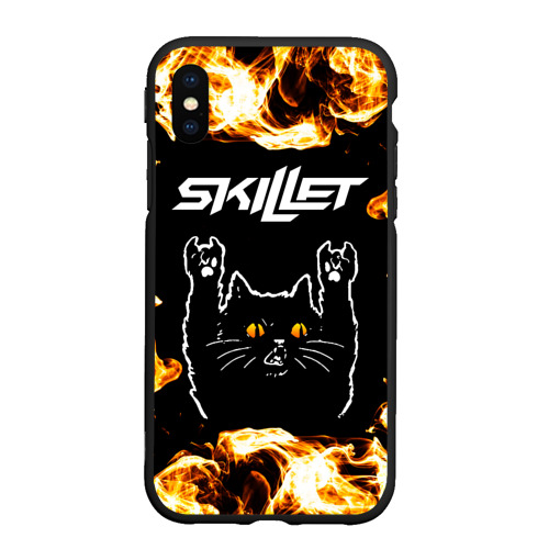 Чехол для iPhone XS Max матовый Skillet рок кот и огонь