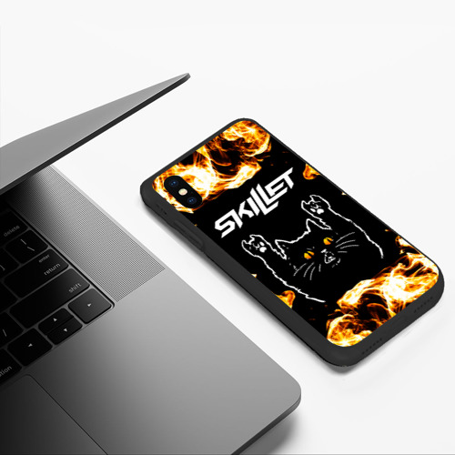 Чехол для iPhone XS Max матовый Skillet рок кот и огонь - фото 5