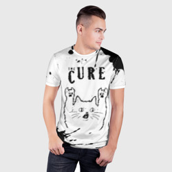 Мужская футболка 3D Slim The Cure рок кот на светлом фоне - фото 2