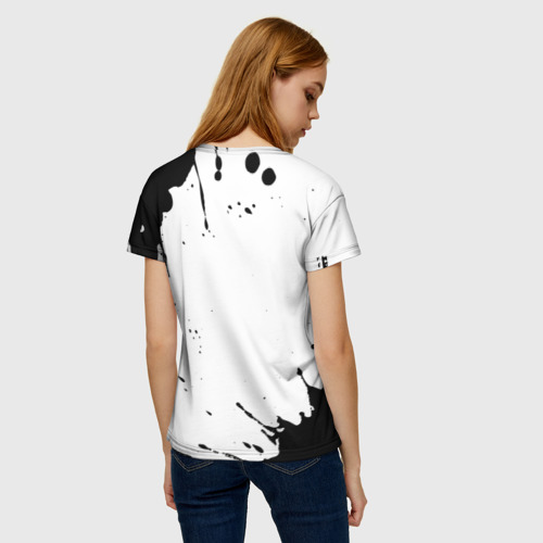 Женская футболка 3D с принтом The Cure рок кот на светлом фоне, вид сзади #2
