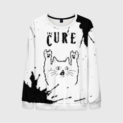 Мужской свитшот 3D The Cure рок кот на светлом фоне