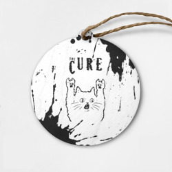 Деревянная игрушка круг The Cure рок кот на светлом фоне