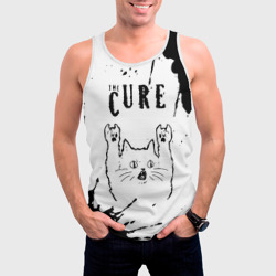 Мужская майка 3D The Cure рок кот на светлом фоне - фото 2