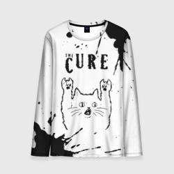 Мужской лонгслив 3D The Cure рок кот на светлом фоне