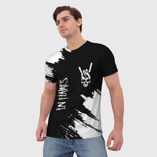 Мужская футболка 3D In Flames и рок символ на темном фоне, цвет 3D печать - фото 3