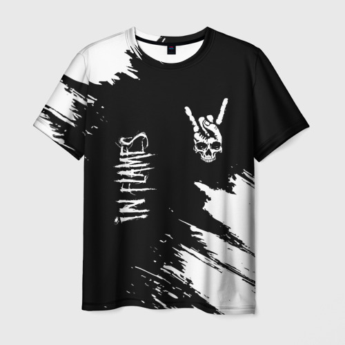 Мужская футболка 3D In Flames и рок символ на темном фоне, цвет 3D печать