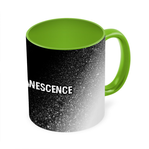 Кружка с полной запечаткой Evanescence glitch на темном фоне: надпись и символ, цвет белый + светло-зеленый - фото 3