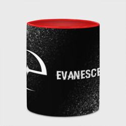 Кружка с принтом Evanescence glitch на темном фоне: надпись и символ для любого человека, вид спереди №4. Цвет основы: белый + красный