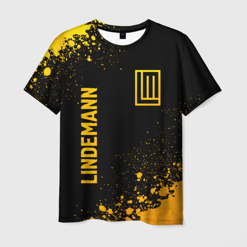 Мужская футболка с принтом Lindemann - gold gradient: надпись, символ, вид спереди №1