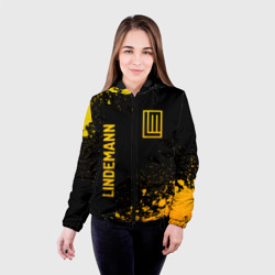 Женская куртка 3D Lindemann - gold gradient: надпись, символ - фото 2