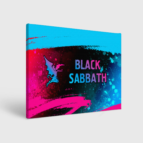 Холст прямоугольный Black Sabbath - neon gradient: надпись и символ, цвет 3D печать