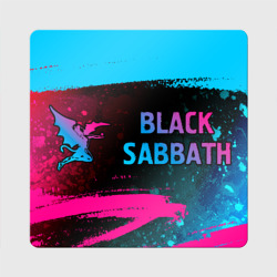 Магнит виниловый Квадрат Black Sabbath - neon gradient: надпись и символ