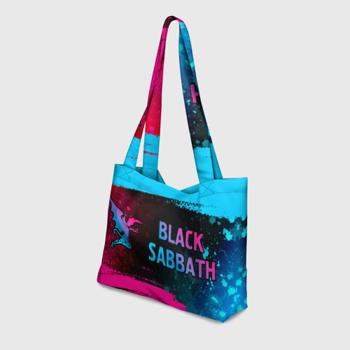 Пляжная сумка 3D Black Sabbath - neon gradient: надпись и символ - фото 3