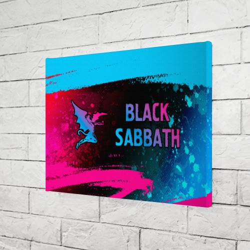 Холст прямоугольный Black Sabbath - neon gradient: надпись и символ, цвет 3D печать - фото 3