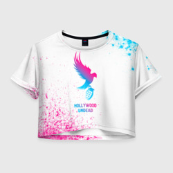 Женская футболка Crop-top 3D Hollywood Undead neon gradient style