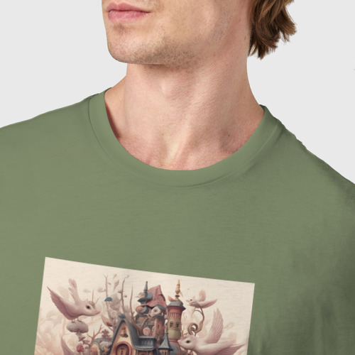 Мужская футболка хлопок Аниме дом и зверюшки, цвет авокадо - фото 6