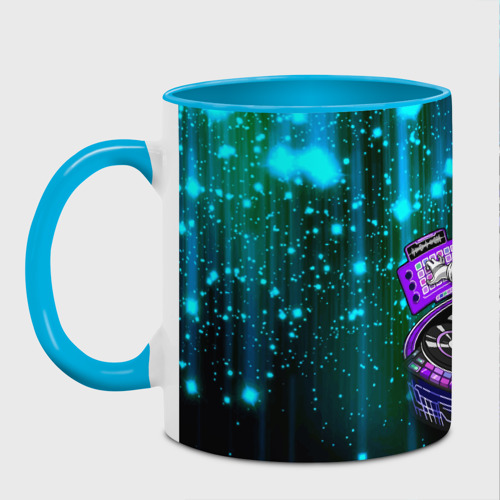 Кружка с полной запечаткой Space DJ - neon starfall, цвет белый + небесно-голубой - фото 2