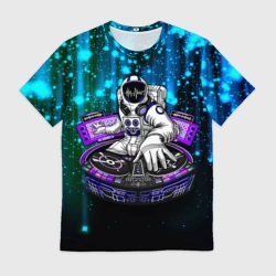 Мужская футболка 3D Space DJ - neon starfall